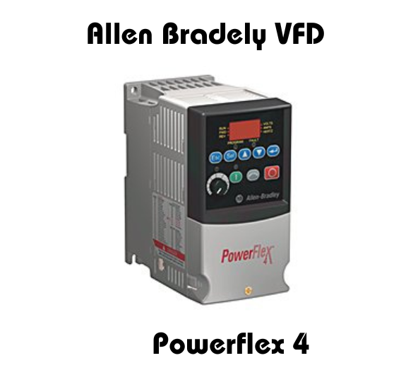 Allen Bradley VFD PowerFlex 4 variable frequency drive with control panel and display